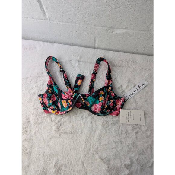 For Love & Lemons Floral Swim Bikini Top‎ Bra Sz M Medium NWT - Picture 1 of 8